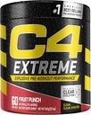 C4 Ekstrem Pre Workout Pulver Frugt Punch • 124; Preworkout Energi supplement til mænd & kvinder • 124; 200mg Koffein + Beta Alanine + Creatin • 124; 60 Servering