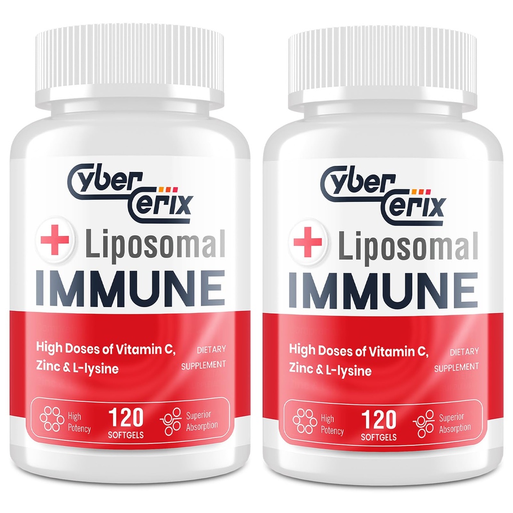 Liposomal immunsupport for voksne, Kompleks med L- Lysin 1. 500 mg, Vitaminer, Mineraler & planteekstrakter, Omfattende daglig Wellness Blend for mænd og kvinder - 240 kapsler