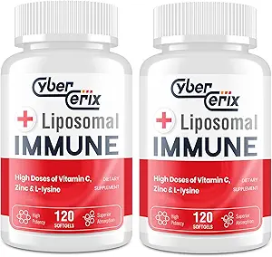 Liposomal immunsupport for voksne, Kompleks med L- Lysin 1. 500 mg, Vitaminer, Mineraler & planteekstrakter, Omfattende daglig Wellness Blend for mænd og kvinder - 240 kapsler
