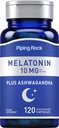 Piping Rock Melatonin 10 mg | 120 Quick Release Capsules | with Ashwagandha | Non-GMO, Gluten Free Supplement