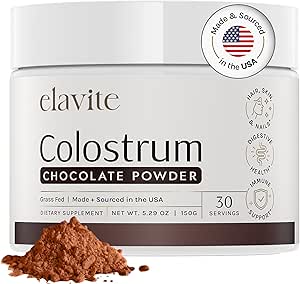 Colostrum pulver (chokolade) Græs Fed Colostrum supplement til Gut sundhed, immunforsvar sundt hår, hud & negle - 30 Servere