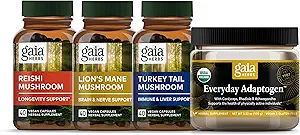 Gaia Herbs Magnificent Mushrooms Kit - Reishi Mushroom, Lions Mane Mushroom, Tyrkiet Tail Mushroom, Everyday Adaptogen