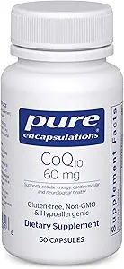 Pure Encapsulations CoQ10 60 mg | Coenzyme Q10 Supplement for Energy, Antioxidants, Brain and Cellular Health, Cognition, and Cardiovascular Support* | 60 Capsules