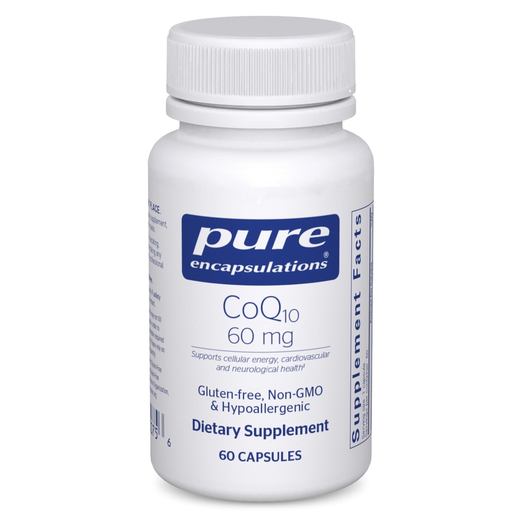 Rene indkapslinger CoQ10 60 mg 2 gange 124; Coenzym Q10 tillæg for energi, antioxidanter, hjerne og cellulær sundhed, kognition og cardiovaskulær støtte *