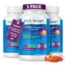 KIDS SMART Hi DHA Omega-3 Fish Oil- 90 Burstlets for Kids 1 and Up | 500mg Fish Oil with DHA & EPA | Brain, Learning, Behavior & Healthy Eye Support | No Fishy Taste, Sugar-Free Fruity Chewable