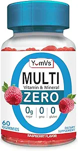 YUM- V 's Multivitamin Zero Gummies by Yumvs ttesmå 124; Sugar- Free Vitaminer Supplement for kvinder & Mænd; 124; Chrom, thiamin, og Magnesiumstearat 124; Natural Raspberry Flavor Chewables - 60 Count