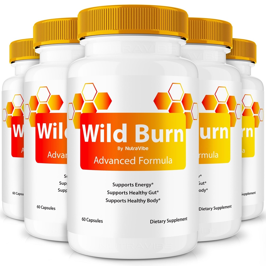 (5 Pack) Wild Burn Capsules, Official Advanced Formula, WildBurn Supplement, Non Habit Forming - 2 Easy to Swallow Pills Daily(300 Capsules)
