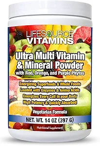 LifeSource Vitaminer Ultra Multi Vitamin & Mineral Powder w / Phytos Reds Phyto Purples og Phyto Appences - 30 dages forsyning