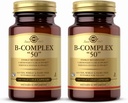 Solgar B- Complex "50" - 100 Vegetabilske kapsler, pakke af 2 - Energi Metabolisme & Nervesystemet Support - Non-GMO, Vegan, Gluten Free - 200 Total Servering