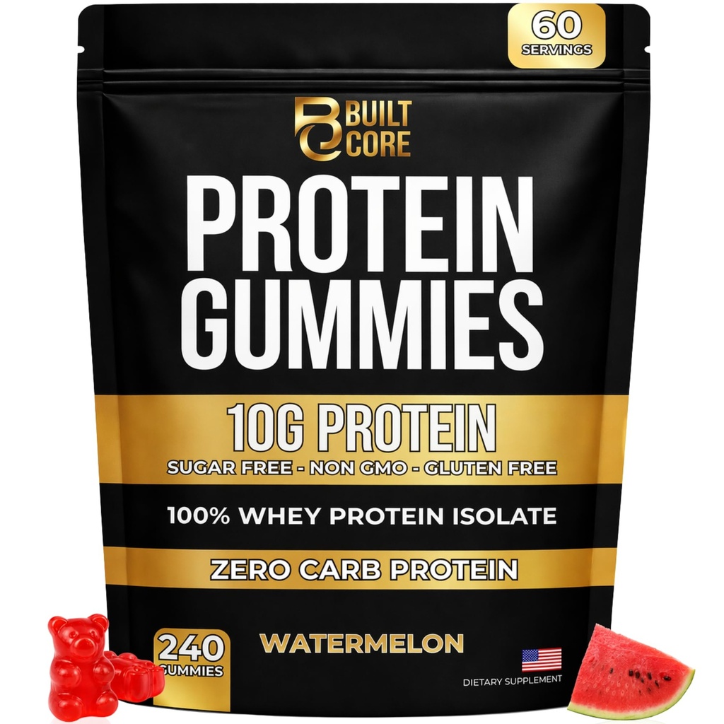 Whey Isolate Protein Gummies – 10g Per Serving – 240 Count (2 Month Supply) – Sugar Free High Protein Snack – Low Carb & Gluten Free – for Men & Women