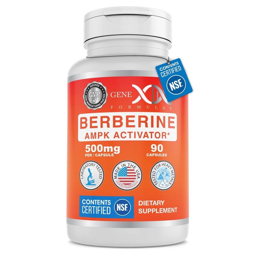 Genex formulas Berberine HCl 500mg (90 kapsler) - NSF Certified for Safety, Quality & Label Accuracy - Understøtter immunsundhed - Non- GMO, Gluten Free, Vegetarian