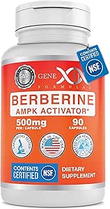 Genex formulas Berberine HCl 500mg (90 kapsler) - NSF Certified for Safety, Quality & Label Accuracy - Understøtter immunsundhed - Non- GMO, Gluten Free, Vegetarian