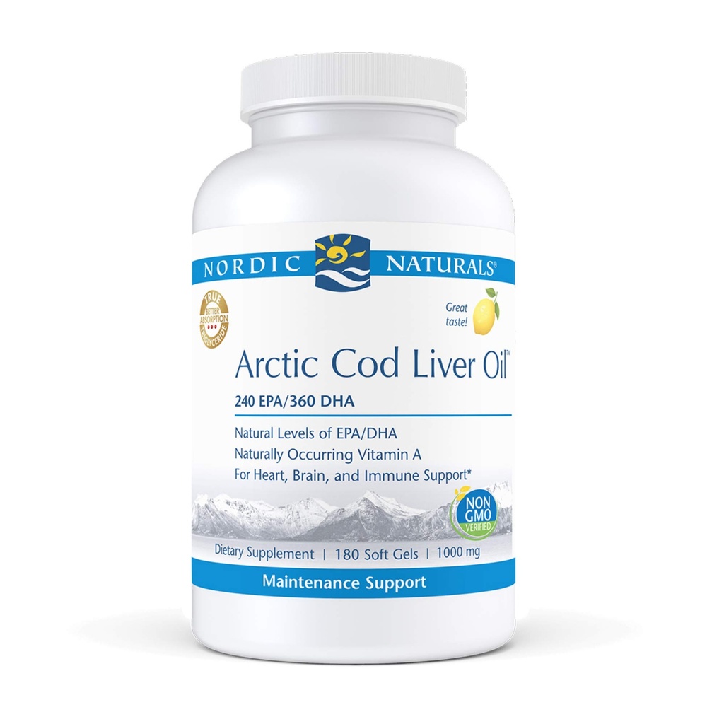 Nordic Naturals Pro - Arctic Cod Lever Oil CLO, understøtter hjerte og hjerne sundhed - Lemon-smag 180 Soft Gels