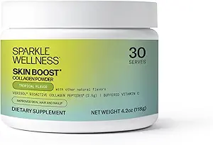 Sparkle Wellness VERISOL Bioactive Hydrolyzed Collagen Peptides | Collagen Powder Supplement with Vitamin C for Skin, Hair & Nail Health | Skin Boost (Tropical) [30-Serves]
