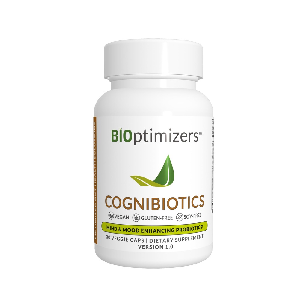 BIOptimizers Cognibiotika Probiotisk Brain Supplement - Hjælper Support Mood, Bedre fokus, Hukommelse, Mental Klarhed - 30 kapsler