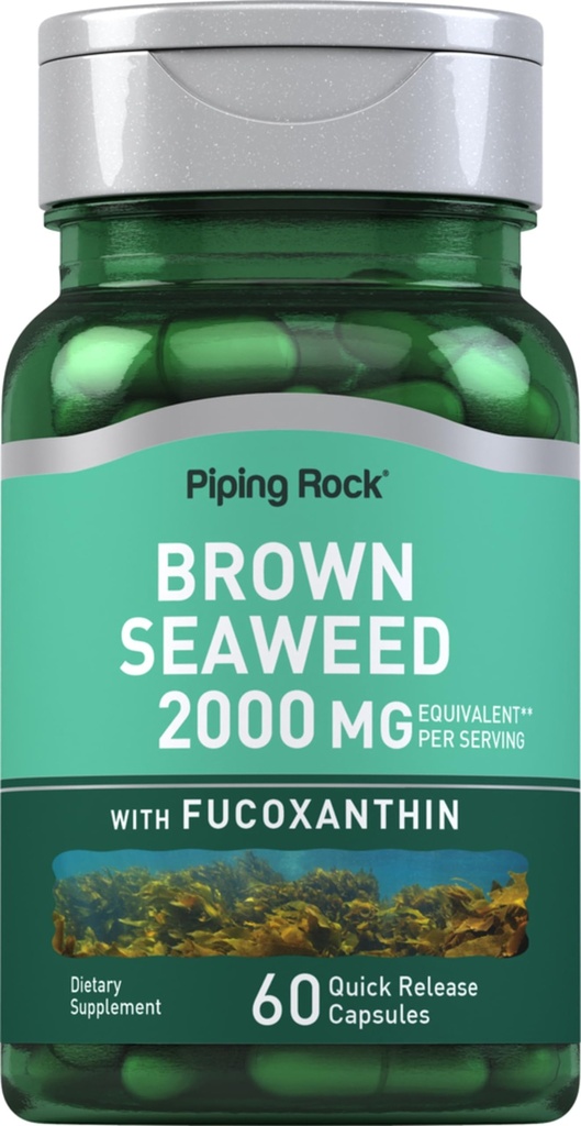 Piping Rock Brown Seaweed Capsules | 60 Count | Fucoxanthin Extract Supplement | Non-GMO, Gluten Free