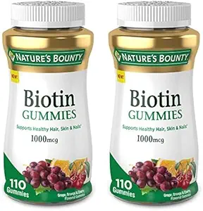 Nature 's Bounty Biotin, Vitamin supplement, understøtter sundt hår, hud og negle, frugt flavored gummies, 1000 mcg, 110 greve (pakke med 2)