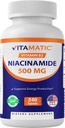 Vitamin Niacinamid 500 mg 240 tabletter - Flush Free Vitamin B3 - Understøtter energiproduktion