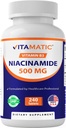 Vitamin Niacinamid 500 mg 240 tabletter - Flush Free Vitamin B3 - Understøtter energiproduktion