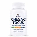 Omega-3 Focus 2000mg with Nootropic Formula – Citicoline, DHA, EPA, B12, PQQ, Folate & P5P – Triglyceride Form Omega 3 – 60 Softgels (60 Count (Pack of 1))