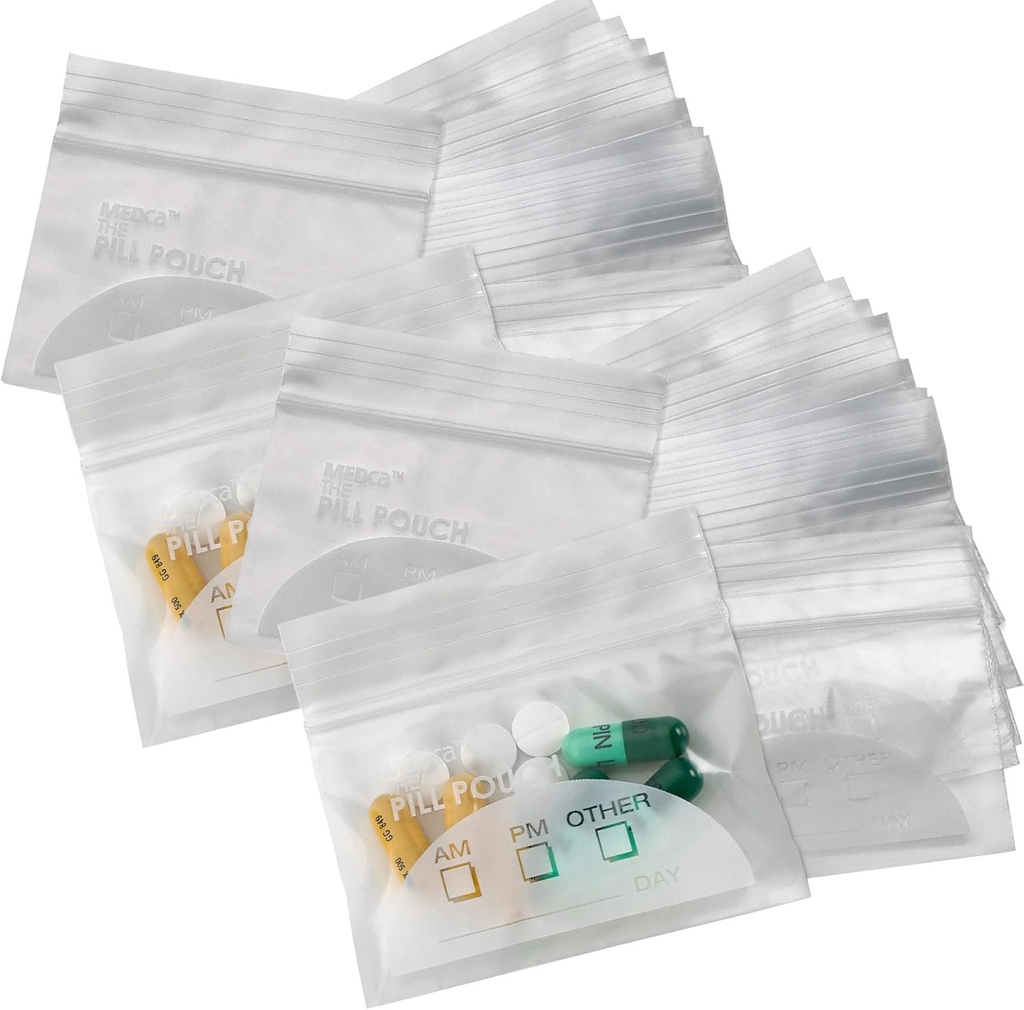 Pill Pouch Tasker - (Pack of 400) 3 "x 2,75" - BPA- Gratis, Poly Bag Disponible Zipper Pills Bagerier, Daglig AM PM Travel Medicine Organizer Storage Pouches, Bedste klare genanvendelige med Skrift-på etiketter