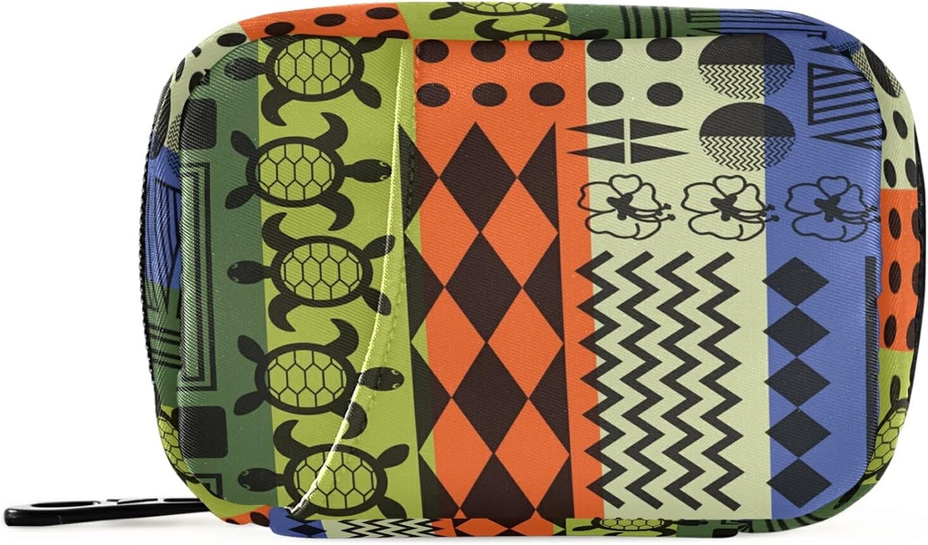Stribet Aloha Turtle Pill Box 7 Dag Pill sag Rejse Pill Organizer Bag med lynlås Portable ugentlige sag Kompakt størrelse for vitamin supplement Holder