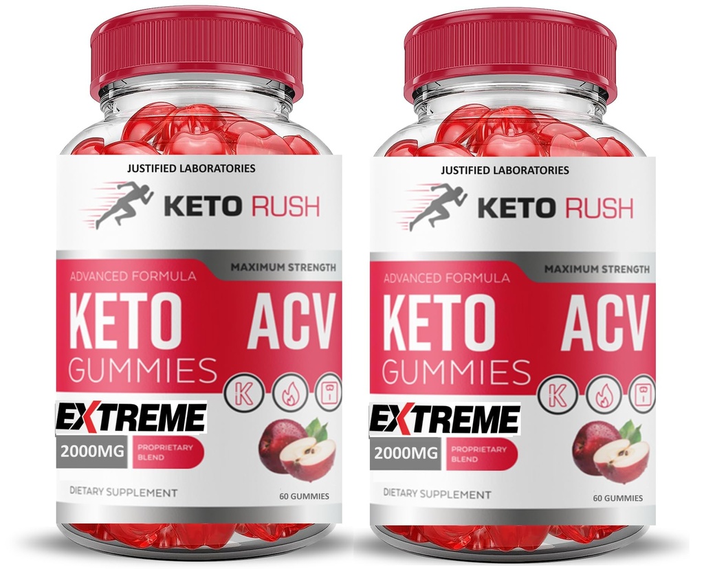 (2 Pack) Keto Rush Keto ACV Gummies Extreme 2000MG Keto Rush Keto Gummies Apple Cider Vinegar Formulated with Pomegranate Beet Juice Powder B12 Vegan Non GMO 120 Gummys