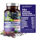 Premium 10 i 1 immunforsvar supplement [10 Potent Ingredienser] med Elderberry, C-vitamin, Echinacea, Zink og probiotika til immunforsvar, Gut sundhed og bedre fordøjelse, 60 Veg Caps