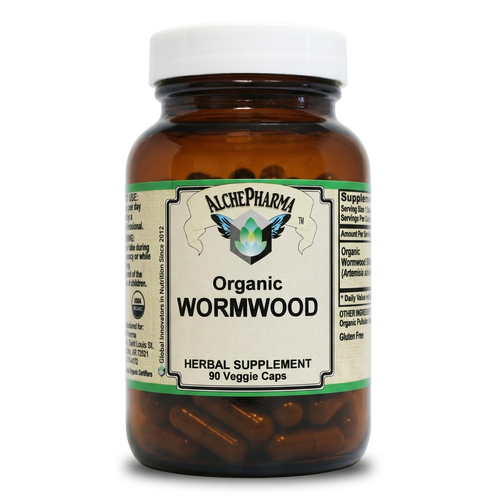 Organic Wormwood, 90 Vegan Capsules - Pure Artemisia Absinthium Herb - Non-GMO & Gluten-Free