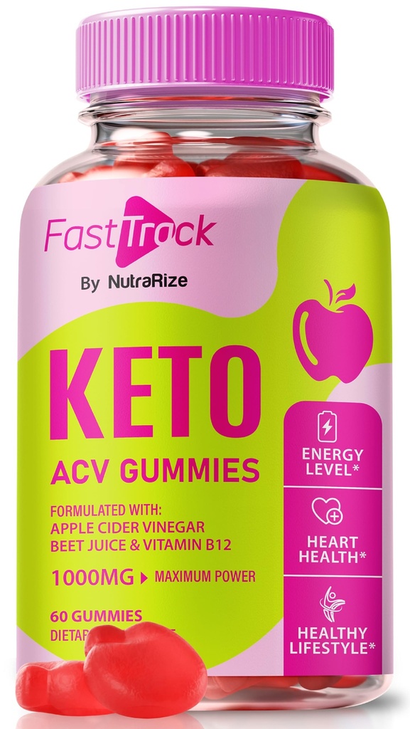 NutraRize Fast Track Gummies, Official Fasttrack Keto ACV Gummies, Natural Apple Cider Vinegar Gummy, Premium Keto+ACV Formula, ACV Plus Keto Gummy, Keto + ACV Gomitas Review (60 Gummies)