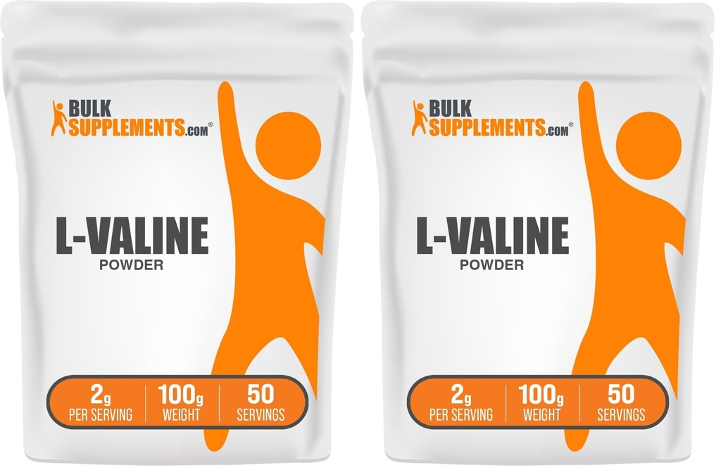 BulkSupplements.com L-Valine Powder - Valine Amino Acids Supplement, BCAA Energy Powder - Unflavored & Gluten Free, 2g per Serving, 100g (3.5 oz) (Pack of 2)
