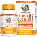 MaryRuth Organics Vitamin D3 Gummy; 2 Months Supply Measures 124; Voksne & Kids Vitamin D Gummy Measurement Supplement 124; VIT D3 1000IE for Knogle Sundhed & Muskelfunktion; 124; Vegan Measurement 124; Non- GMO Measurement 124; Gluten Free Measurement 124; 60