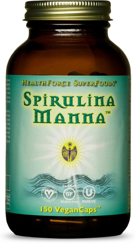 HealthForce SuperFoods Spirulina Manna - kapsler - 150 Veganske kapsler