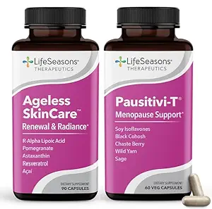 LifeSeasons Pausitivi- T med Agueless Skincare - Menopause Supplement - Relief for Hot Flashs, Hormone Imbalance & Night Sweats - Nourishes Tissue - Sage, Chasteberry, Soy Isoflavones & Black Cohosh