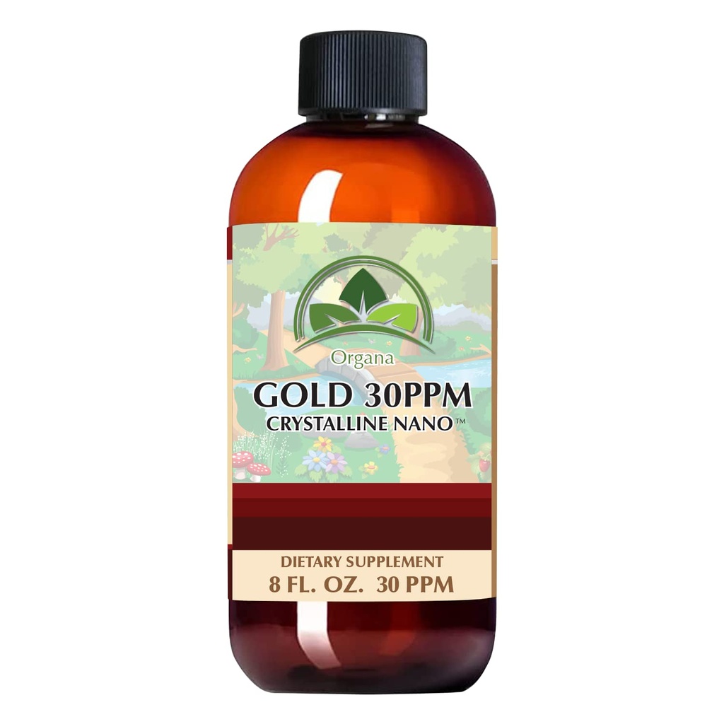 Organa Pure Krystallinsk Flydende Guld Supplement - 30 PPM - Kolloide Minerals 8 Ounce