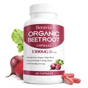 Organic Beet Root Capsules, 1300mg - 60 Capsules (30-Day Supply) | Vegan, Non-GMO, Gluten-Free Supplement for Energy & Daily Wellness Support (1)