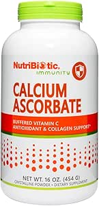 Nutribitic - Calcium Ascorbat C-vitamin Powder, 16 Oz - 124; Essential Antioxidant & Collagen Supplement Buffered med Calcium - 124; Non- Acid & Nemmere om fordøjelse end Ascorbic Acid - 124; Gluten & GMO fri