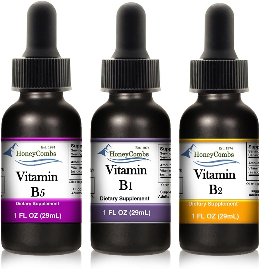 HoneyCombs flydende dråber 1oz hver spare 10% - vitamin B5 (pantothensyre) + vitamin B2 (Riboflavin) + vitamin B1 (thiamin)