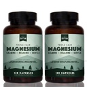 Naturlig Rhythm Triple Calm Magnesium 150 mg - 2 Pack - Magnesiumsupplement med Magnesiumglycinat, Malat og Taurat. Calming Blend til fremme af hvile og afslapning - 120 Count Flasker