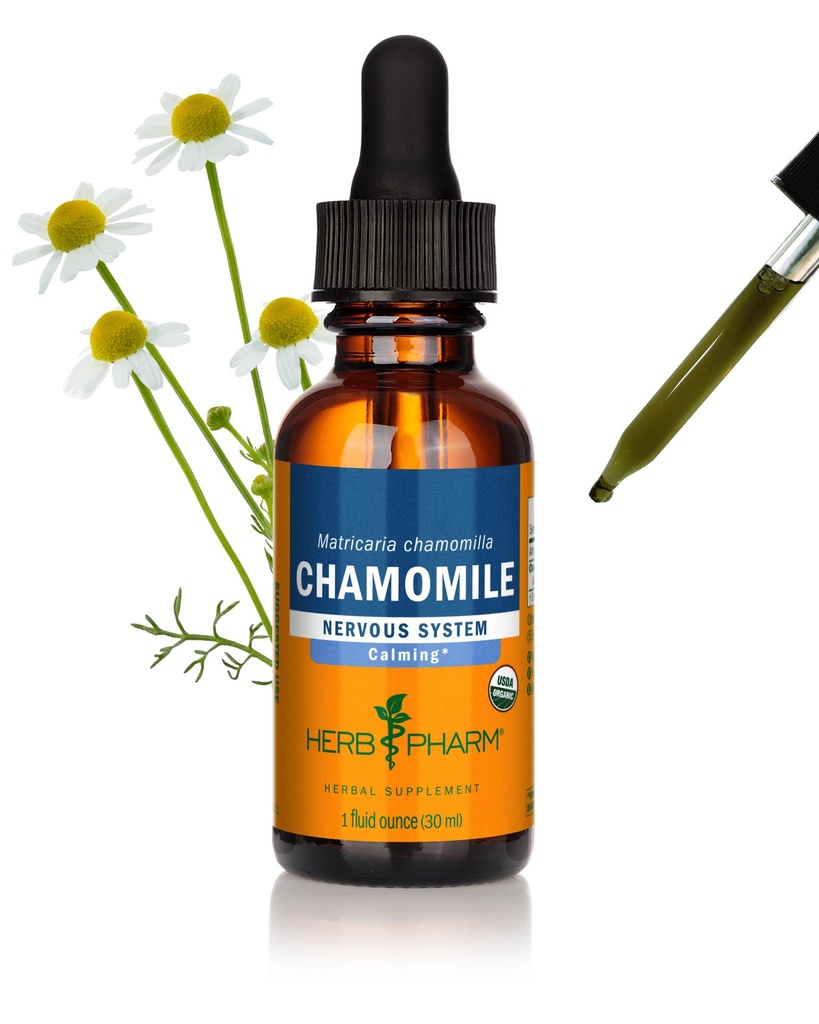Herb Pharm Certified Organic Kamille Liquid Extract til Calming Nervesystemet Support - 1 Ounce (DCHAM01)
