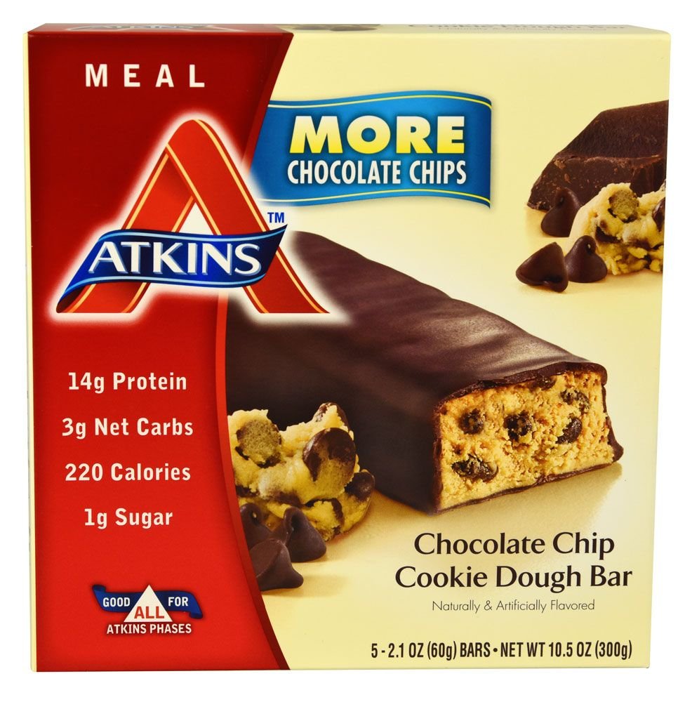 Atkins, Protein Rich Meal Bar, Chocolate Chip Cookie Dough Bars 5-2.1 Ounce