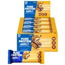 Pure Protein AMMMAZE Choco Chip Sandwich Bars, 20g Protein, 6g Fiber, 5g Net Carbs, No Added Sugar, High Protein Snack, 12 Count – Meal Replacement Bar for On-the-Go