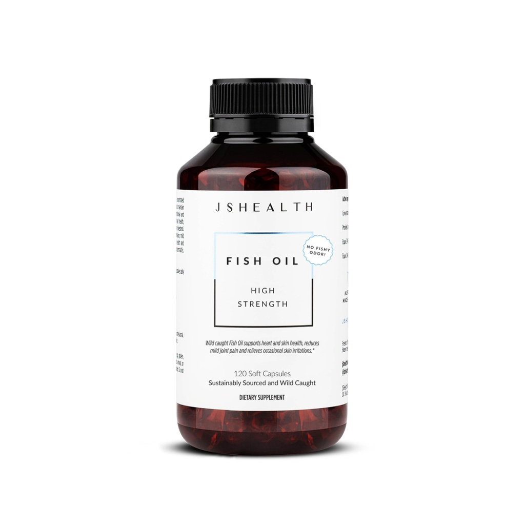 JSHealth High Strength Fish Oil Supplements - Omega 3 Fish Oil - Lavet med Wild- Fanget Fish - Omega 3 Supplement, 120 Kapsler
