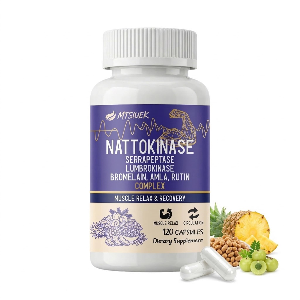 Nattokinase 4000 FU & Serrapeptase 120000 SPU Supplement, Proteolytic Enzyme Complex with Bromelain, Amla，Curcumin, Rutin, Supports Cardiovascular Health & Joint Comfort, 120 Capsules