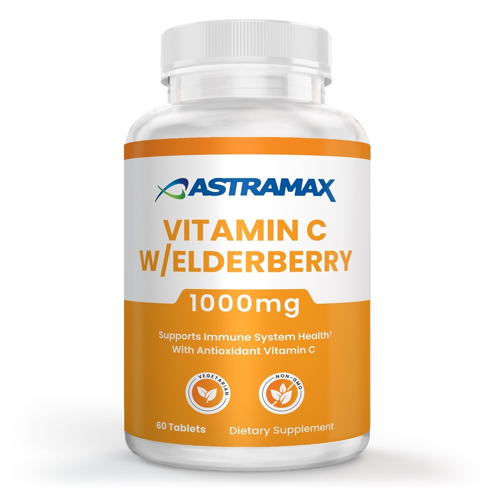 Vitamin C 1000mg with Elderberry, Rose Hips, Quercetin & Rutin | Immune Support & Antioxidant Supplement | Daily Wellness Formula | 60 Tablets