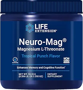 Forlængelse af levetiden Neuro- Mag Magnesium L- Threonate Powder Tropical Punch Flavor - 3.293 Ounce
