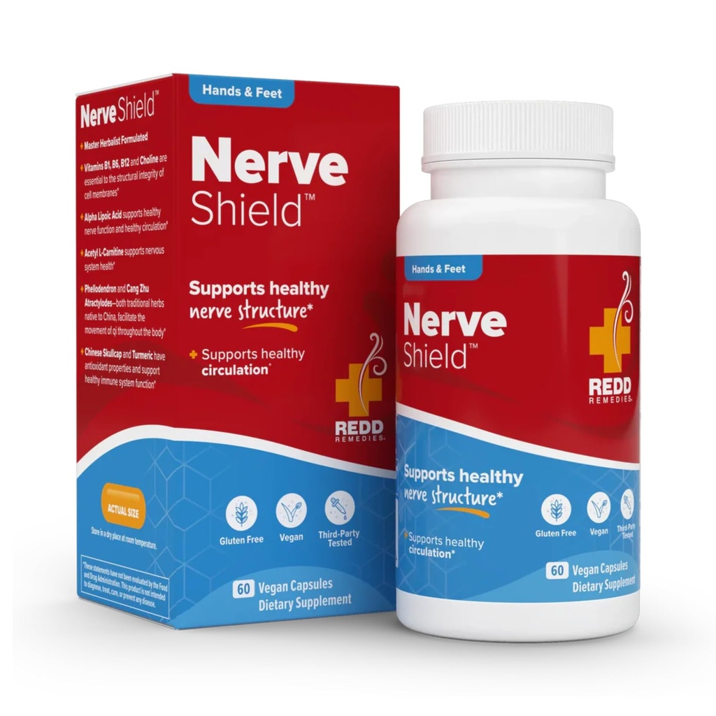 Redd Remedies, Nerve Skjold, Understøtter sund nerve struktur og cirkulation, 60 Veganske kapsler