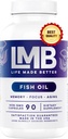 Wild fanget Omega 3 Fish Oil 3000mg - Triple Strength Burpless DHA 900mg + EPA 1200mg Non- GMO - Enteric coated with No Aftertake - LMB (90 Soft Gels)
