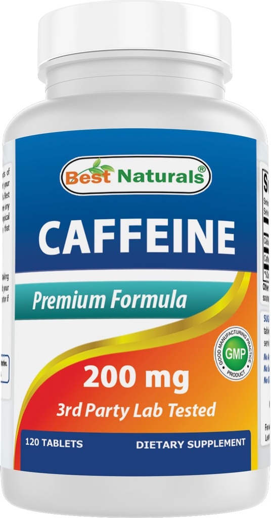 Bedste Naturals Koffein piller 200mg, 120 Greve