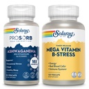 SOLARAY ProSorb Ashwagandha 18X Absorption and Mega Vitamin B Stress - Ashwagandha Supplement and Vitamin B Complex Bundle - Occasional Stress, Mood, Energy and Immune Support - Vegan, 30/40 Servings